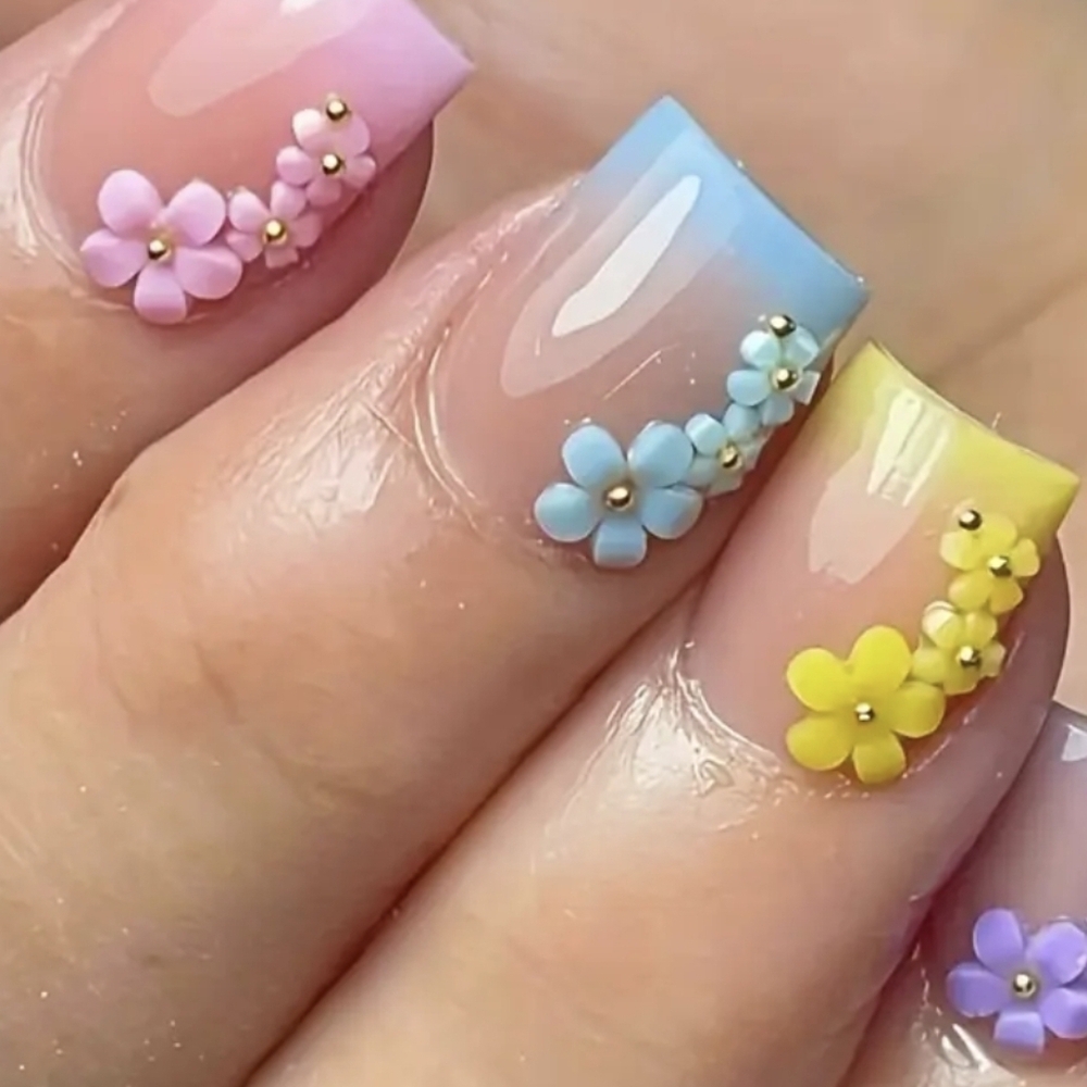 Vibrant Floral Press-On Nails Set